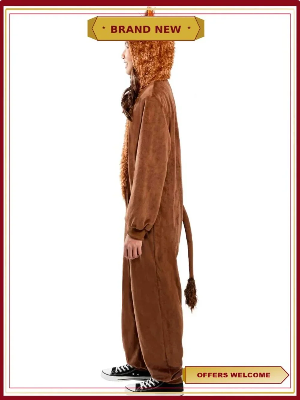 Highland Cow Costume Hooded Jumpsuit Kids Size L Halloween Pretend Play